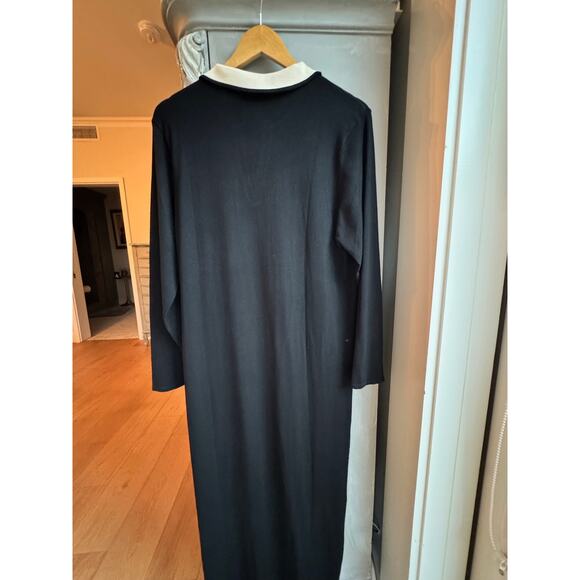 MANGO MNG Knitted Long Sleeve Maxi Sweater Dress Contrasting Shirt Collar Sz 6 - Picture 4 of 13